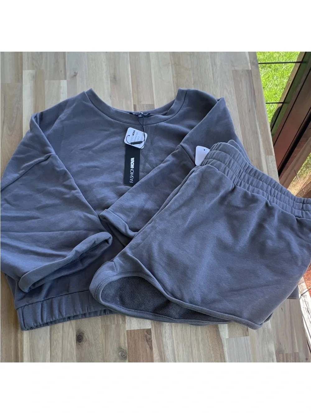 Fashion Nova Mauve Gray Lounge Set - Sweatshirt & Shorts 3x